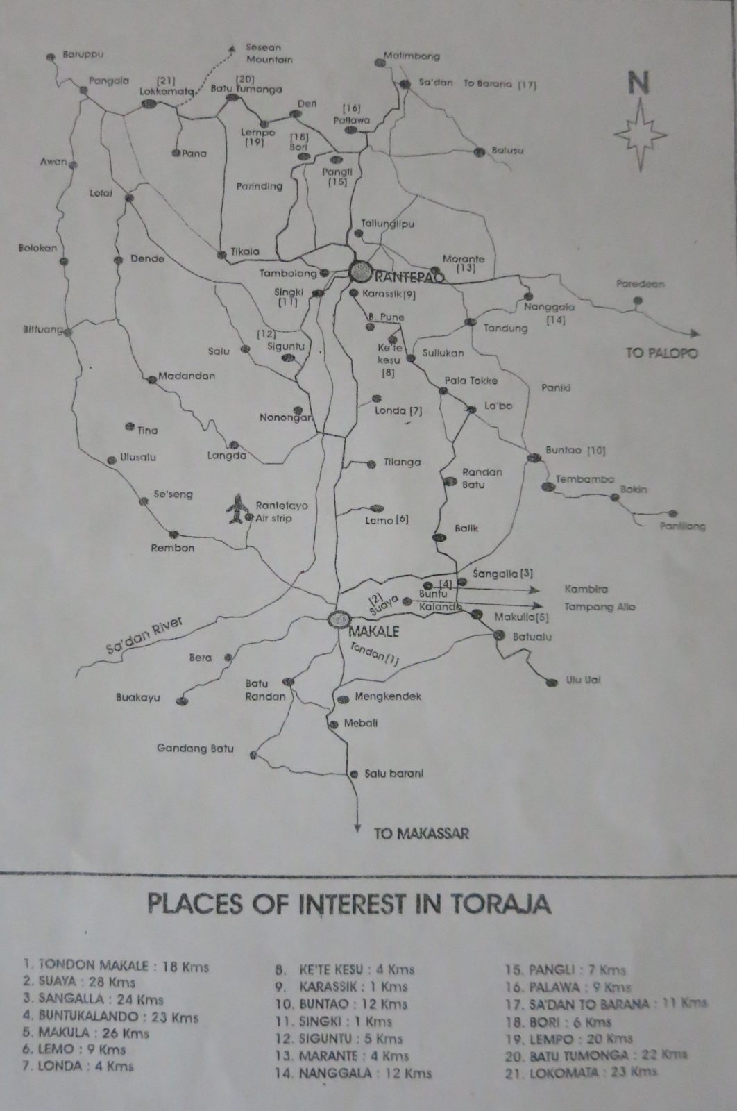 Map Sehenswürdigkeiten Tana Toraja