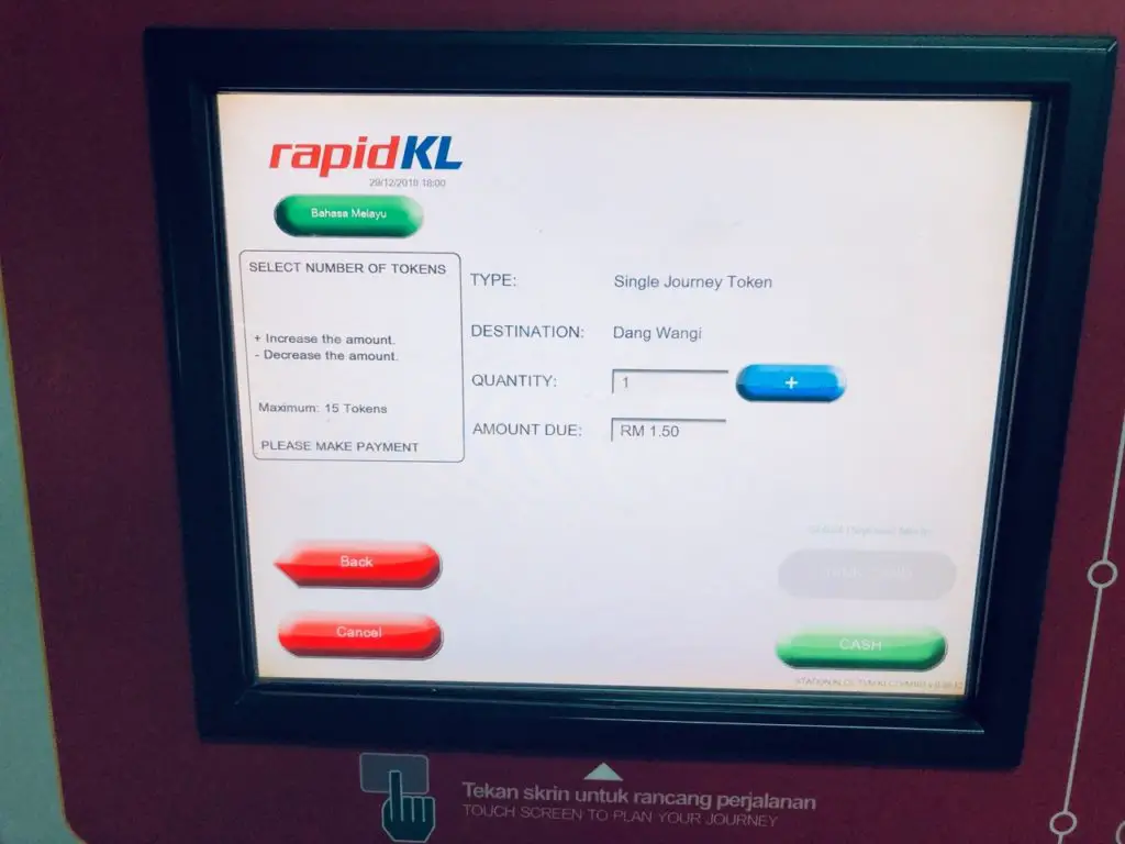 Ticketautomat Kuala Lumpur Metro