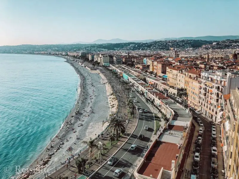 Blick auf die Promenade des Anglais in Nizza